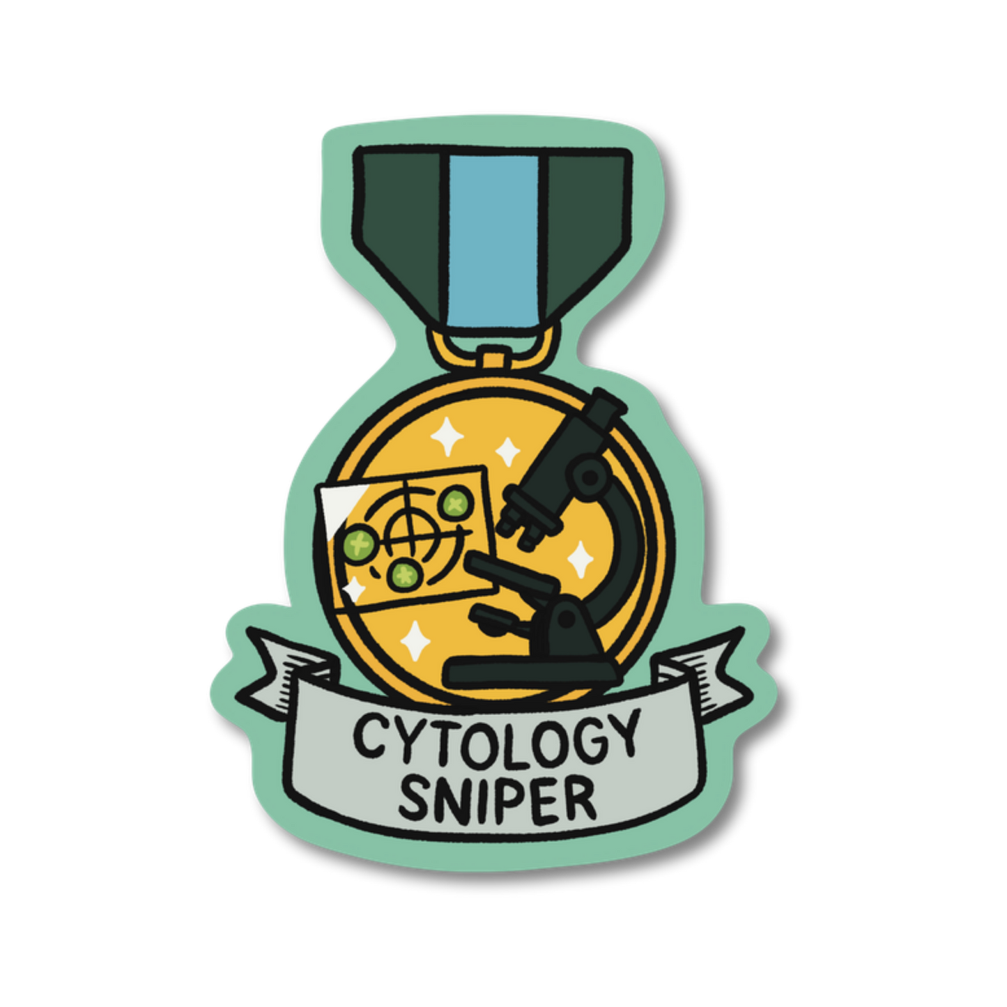 Cytology Sniper veterinary recognition award sticker on waterproof matte vinyl by Vet Culture Co