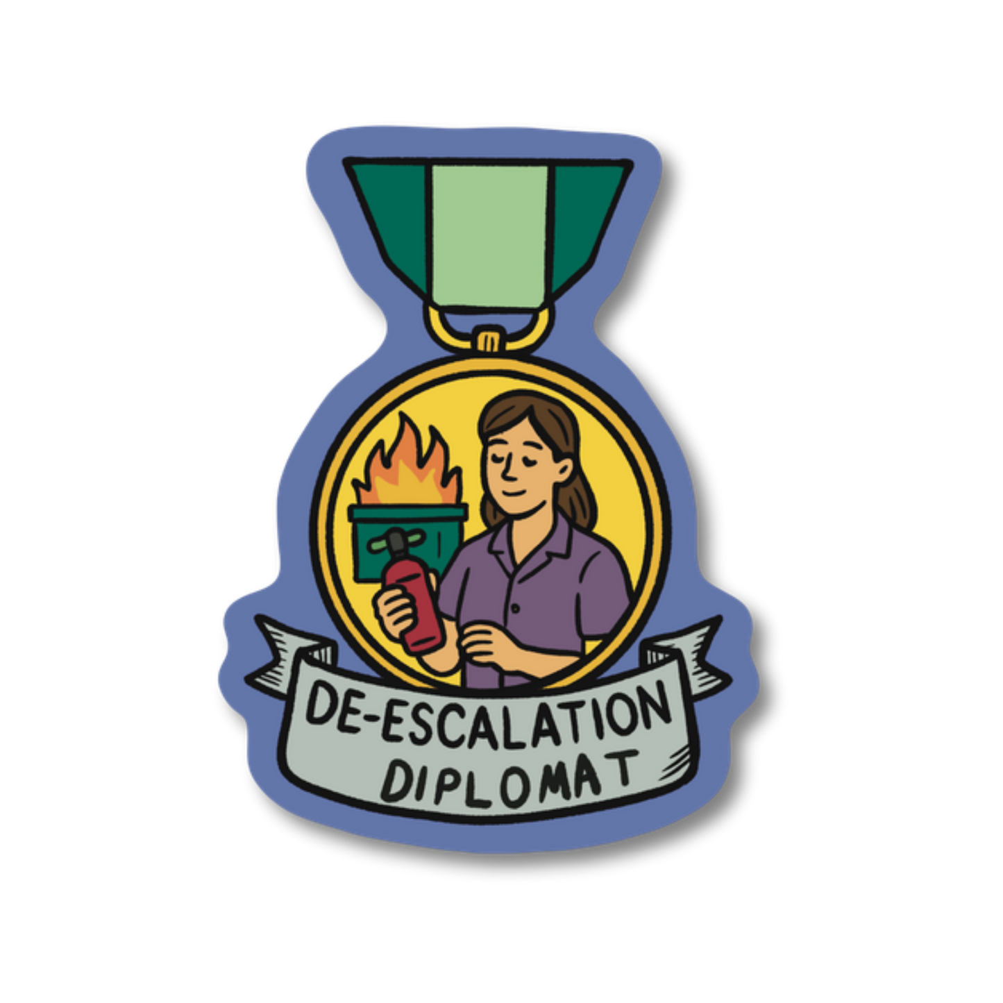 De-Escalation Diplomat veterinary recognition award sticker on waterproof matte vinyl by Vet Culture Co