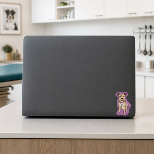 😂 2 Styled 2 Fetch shown on a veterinary clinic laptop