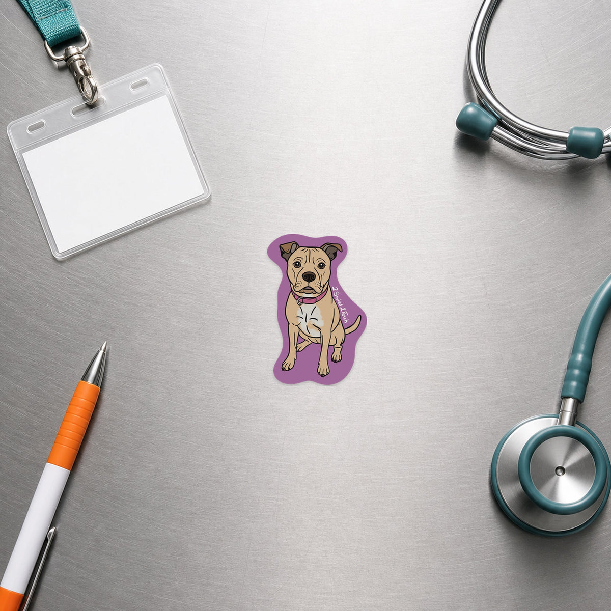 😂 2 Styled 2 Fetch shown in a veterinary clinic flat lay