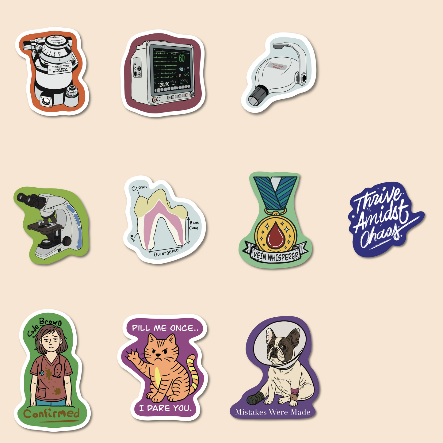 🐾 Veterinary Sticker Bundles – 5 or 10 Packs
