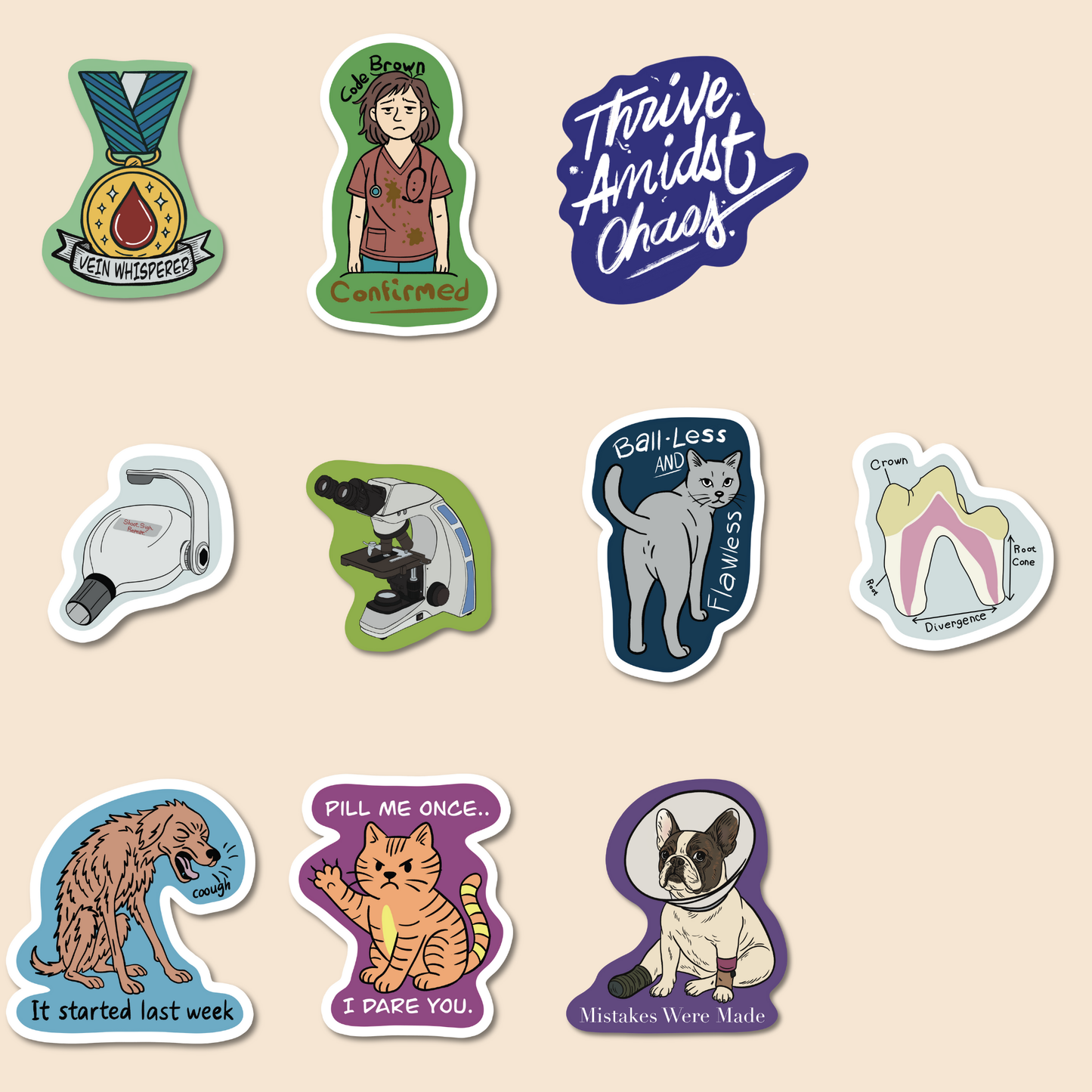 🐾 Veterinary Sticker Bundles – 5 or 10 Packs