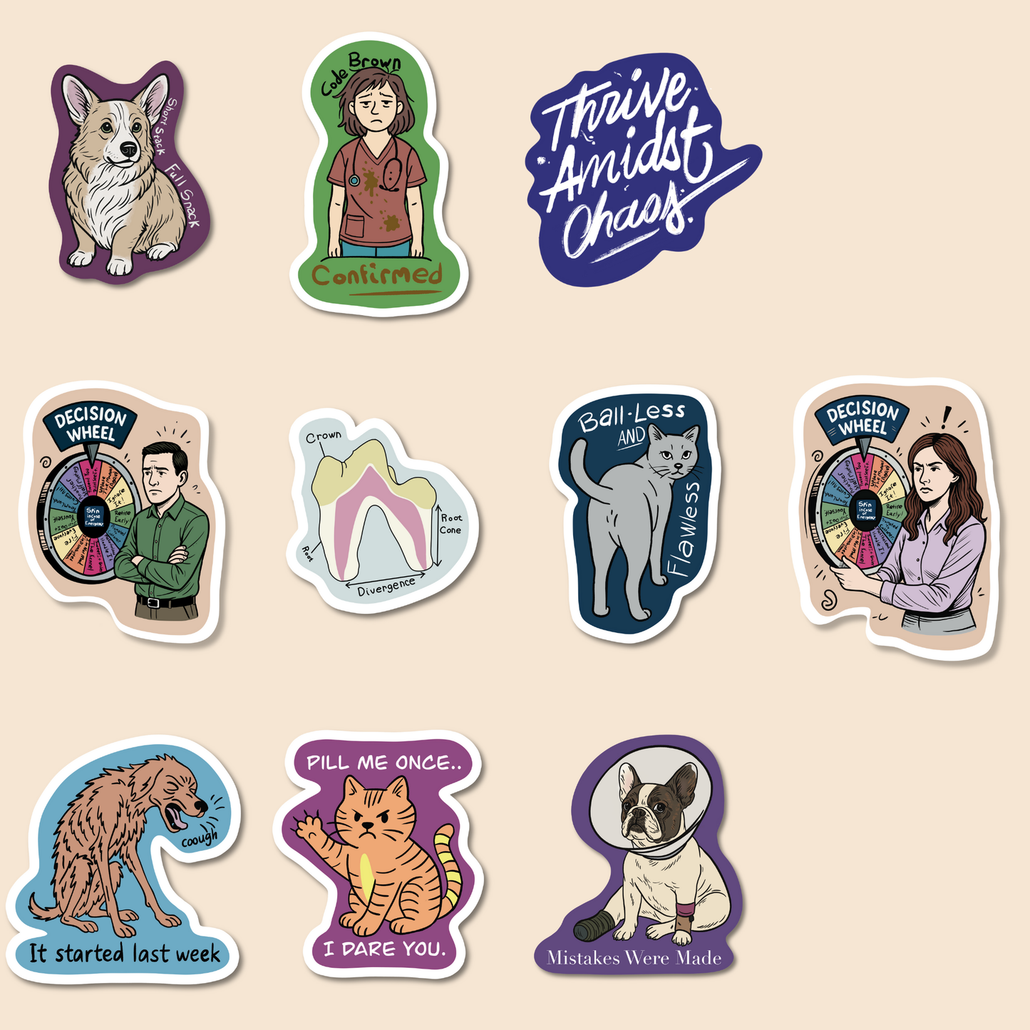🐾 Veterinary Sticker Bundles – 5 or 10 Packs