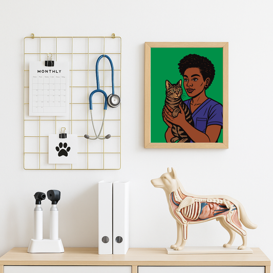Cat Whisperer Shine fine art print detail showing glossy paper quality and color vibrancy