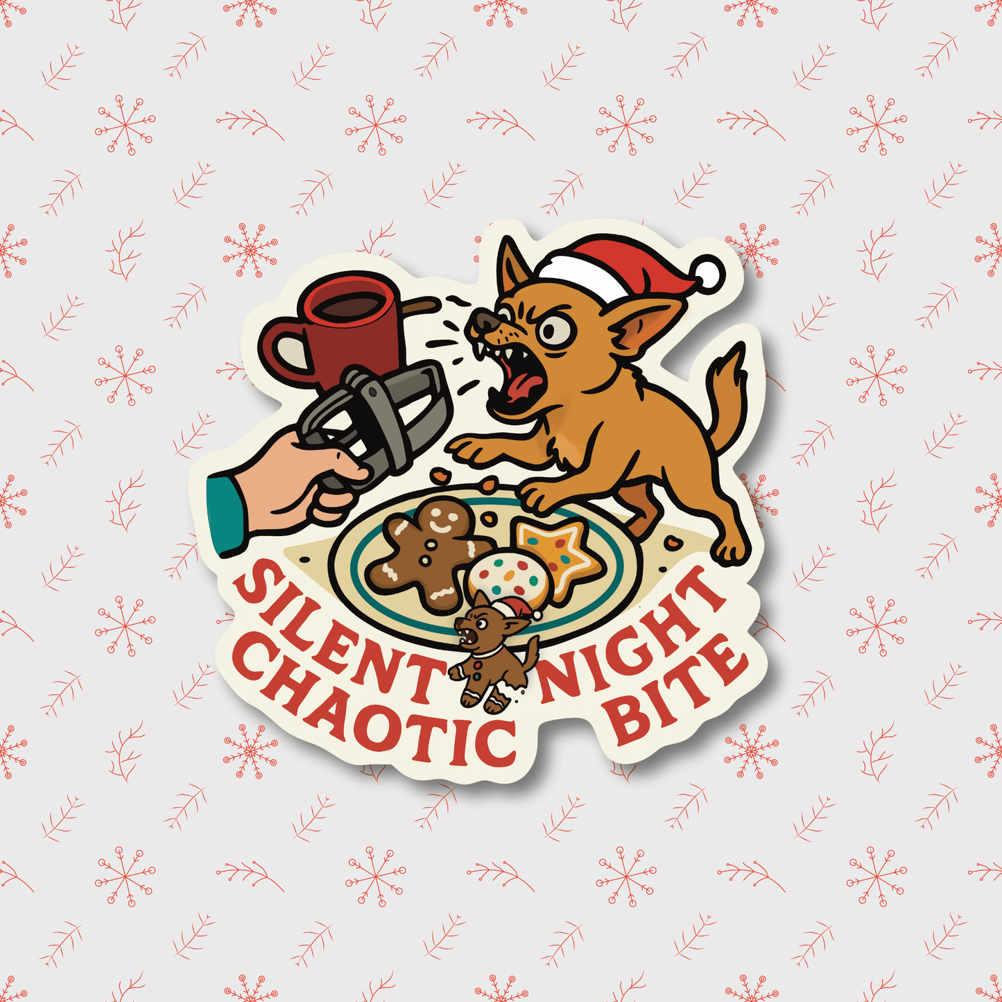 Holiday 3-Pack Sticker Set – Silent Night Chaotic Bite, Cookies & Metronidazole, All I Want for Christmas Is a Vein