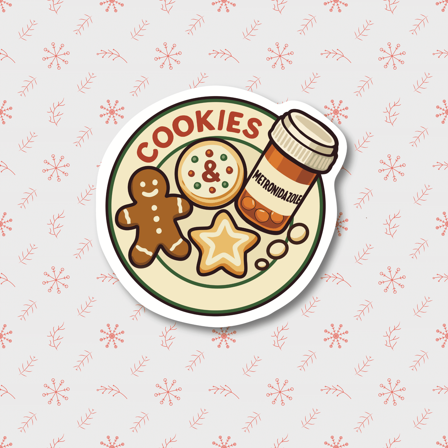 Holiday 3-Pack Sticker Set – Silent Night Chaotic Bite, Cookies & Metronidazole, All I Want for Christmas Is a Vein
