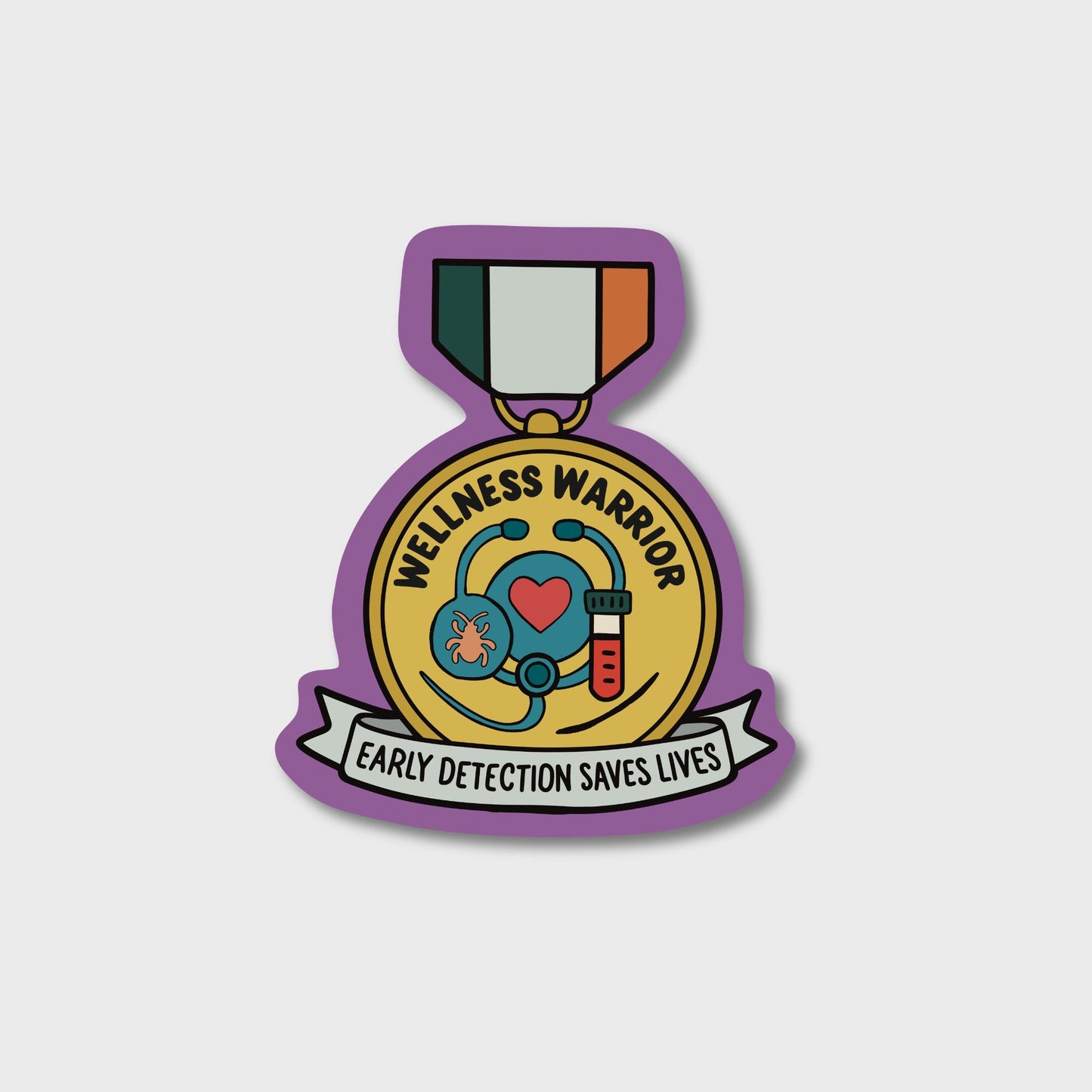 Wellness Warrior award medal veterinary sticker in gold medal design on waterproof matte vinyl by Vet Culture Co