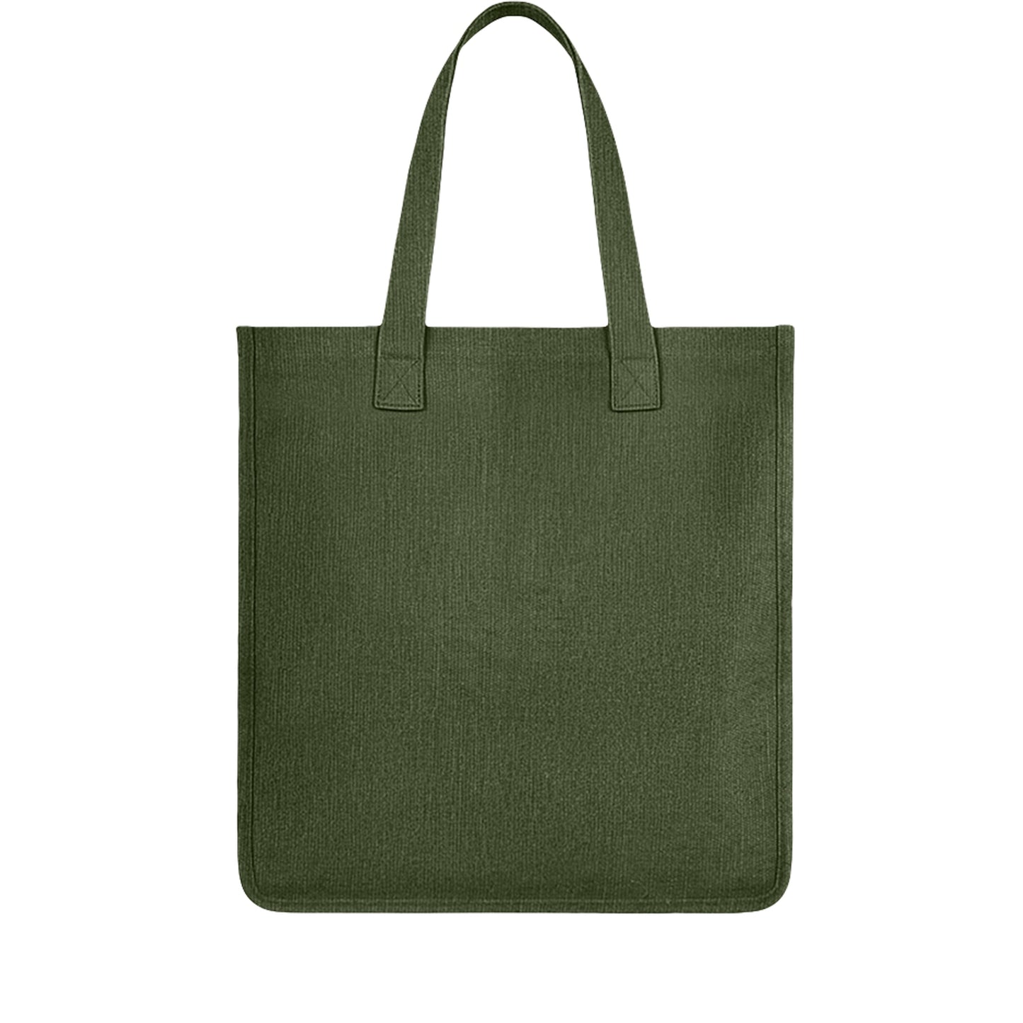 Thrive Amidst Chaos hemp market tote plain back view in Olive