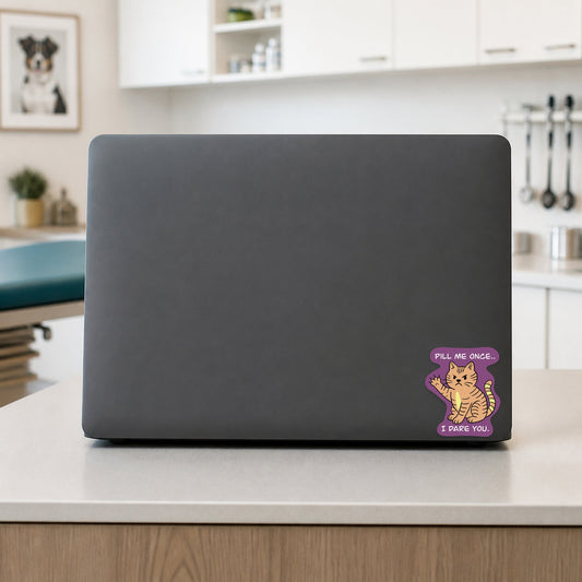 🧬 Pill Me Once....I Dare You shown on a veterinary clinic laptop