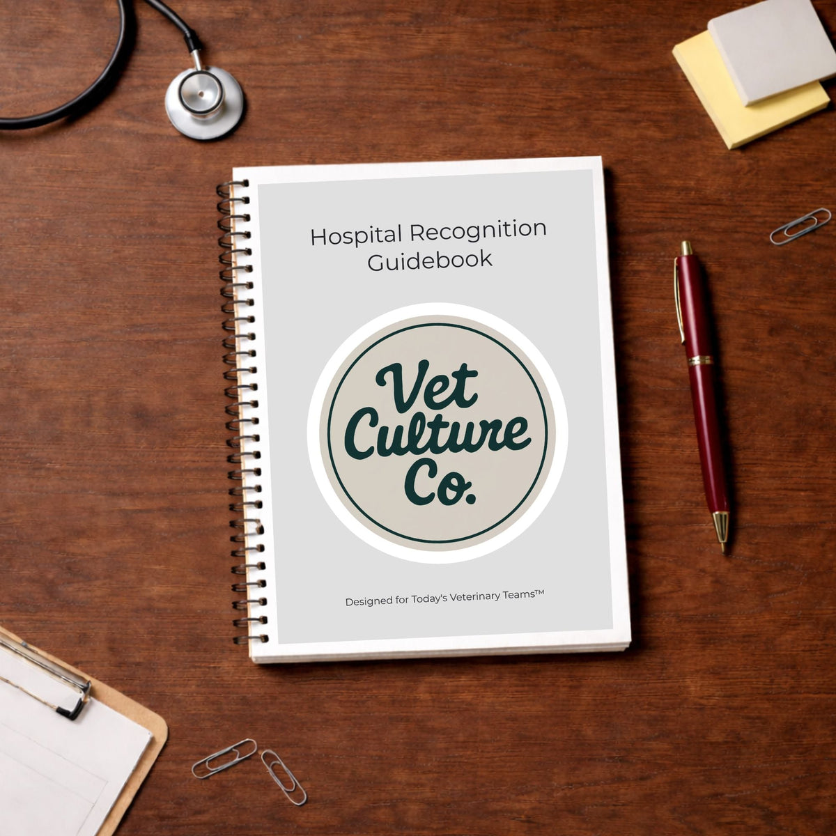 Hospital Recognition Guidebook cover featuring veterinary team culture-building strategies, 150+ pages by Vet Culture Co
