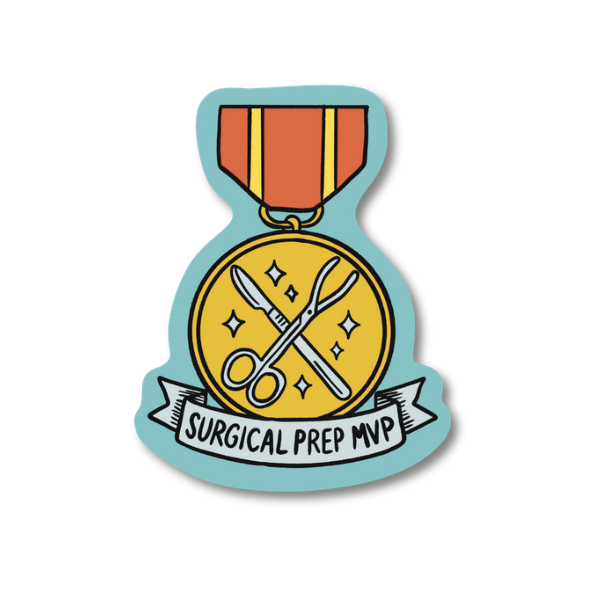 Surgical Prep MVP veterinary recognition award sticker on waterproof matte vinyl by Vet Culture Co
