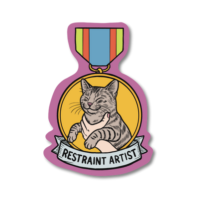 Restraint Artist veterinary recognition award sticker on waterproof matte vinyl by Vet Culture Co