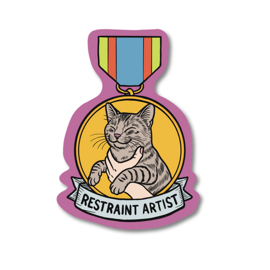 Restraint Artist veterinary recognition award sticker on waterproof matte vinyl by Vet Culture Co