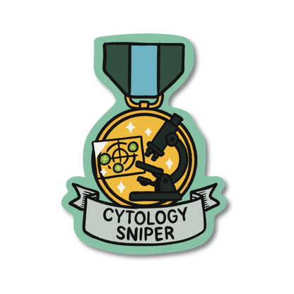Cytology Sniper veterinary recognition award sticker on waterproof matte vinyl by Vet Culture Co