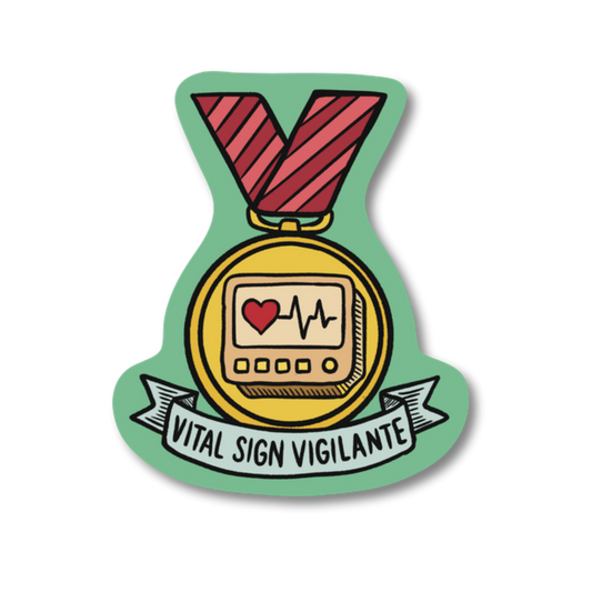 Vital Sign Vigilante veterinary recognition award sticker on waterproof matte vinyl by Vet Culture Co