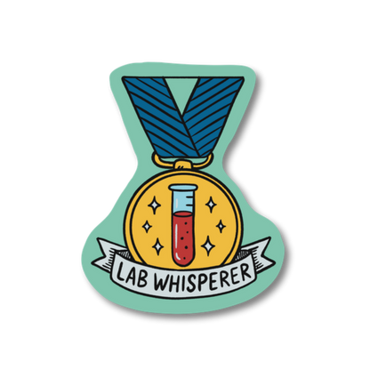 Lab Whisperer veterinary recognition award sticker on waterproof matte vinyl by Vet Culture Co