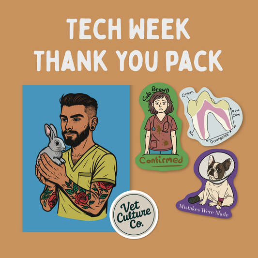 Tech Week Thank-You Pack – 1 Vet Tech Notecard + 3 Curated Stickers