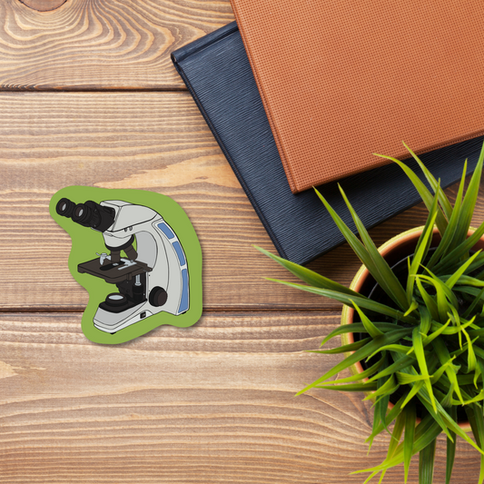 Microscope – Lab Life veterinary sticker detail showing waterproof vinyl finish