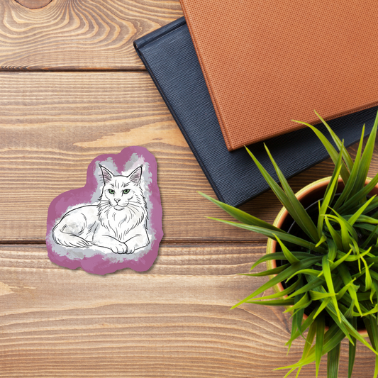 Majestic Cat – Maine Coon veterinary sticker detail showing waterproof vinyl finish