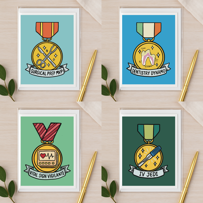 Veterinary Award Medal Notecards – Curated Variety Packs (4, 8, or 16 Designs)