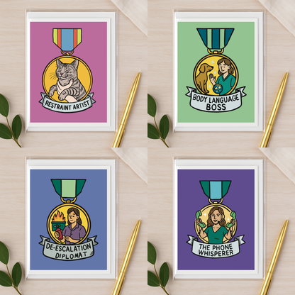 Veterinary Award Medal Notecards – Curated Variety Packs (4, 8, or 16 Designs)