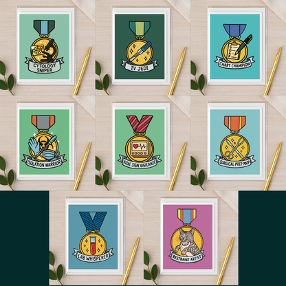 Veterinary Award Medal Notecards – Curated Variety Packs (4, 8, or 16 Designs)