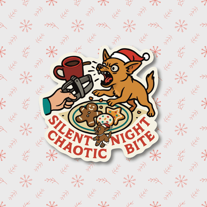 Holiday 3-Pack Sticker Set – Silent Night Chaotic Bite, Cookies & Metronidazole, All I Want for Christmas Is a Vein