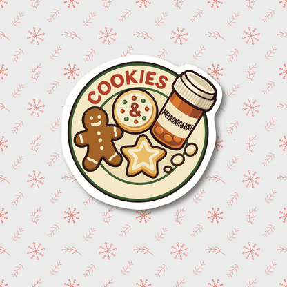 Holiday 3-Pack Sticker Set – Silent Night Chaotic Bite, Cookies & Metronidazole, All I Want for Christmas Is a Vein