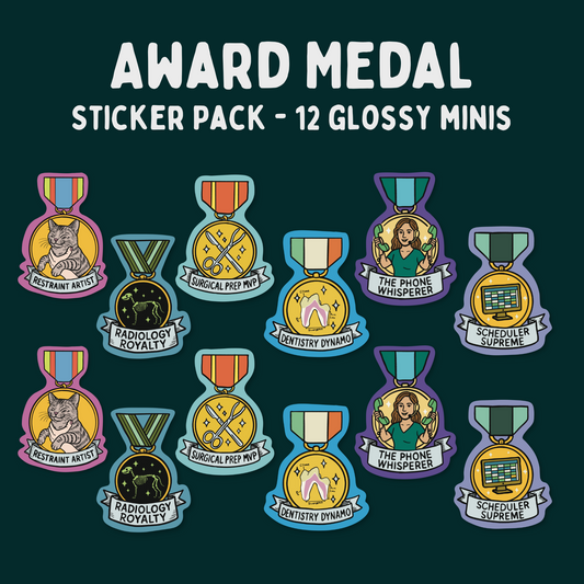 Veterinary Award Medal Sticker Pack – 12 Glossy Minis (Limited Pack)