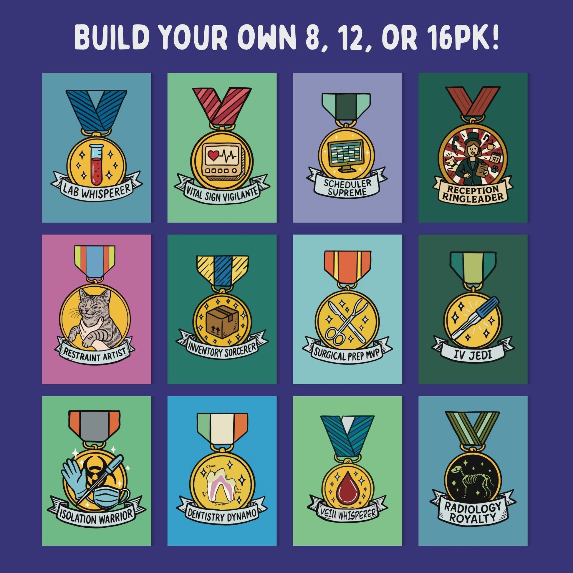 Build Your Own Award Medal Notecard Pack, A2 veterinary recognition cards by Vet Culture Co