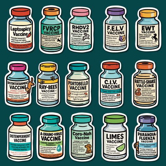 Complete Vaccine Parody Sticker Collection (All 15 Designs)