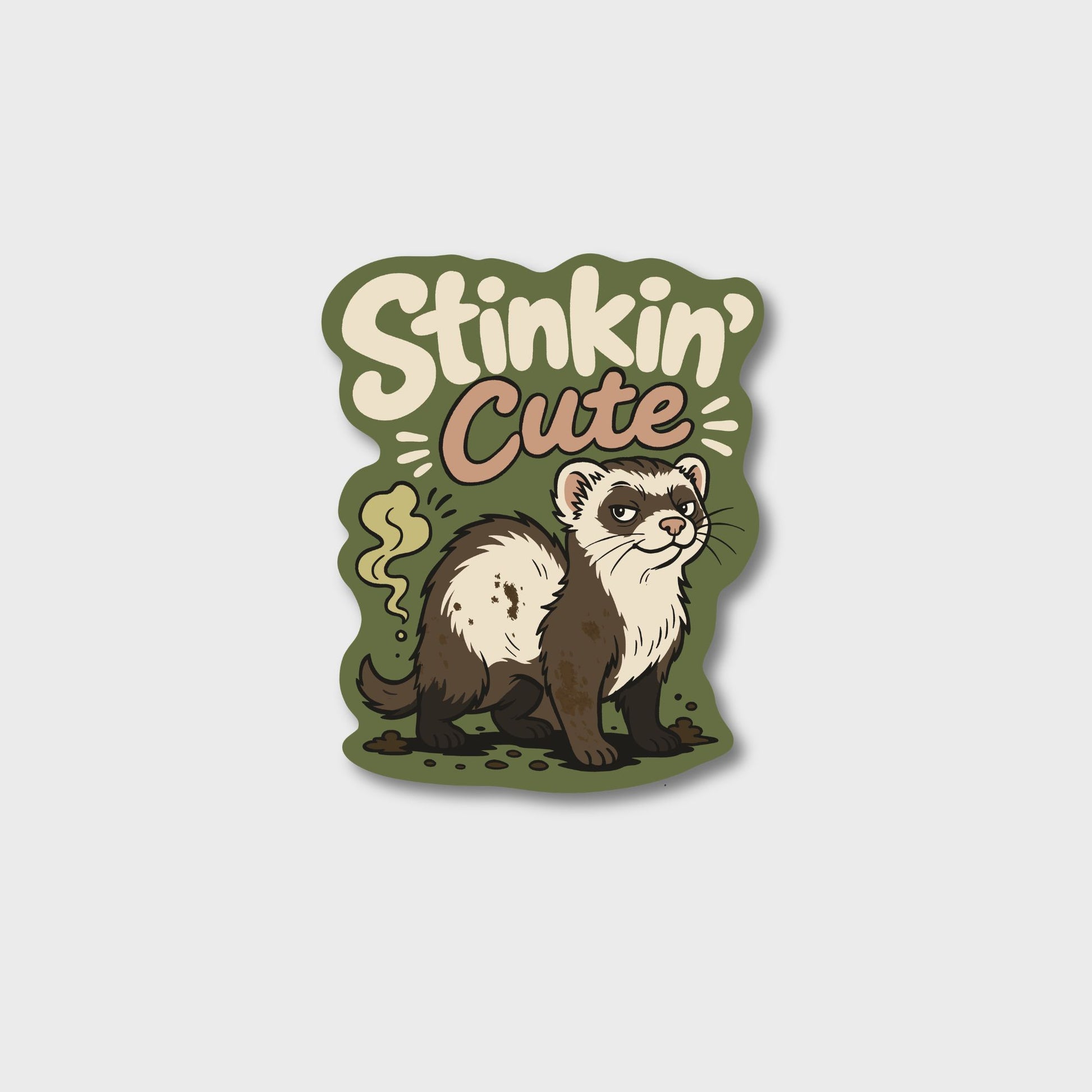 Stinkin' Cute Ferret funny veterinary sticker on waterproof matte vinyl by Vet Culture Co