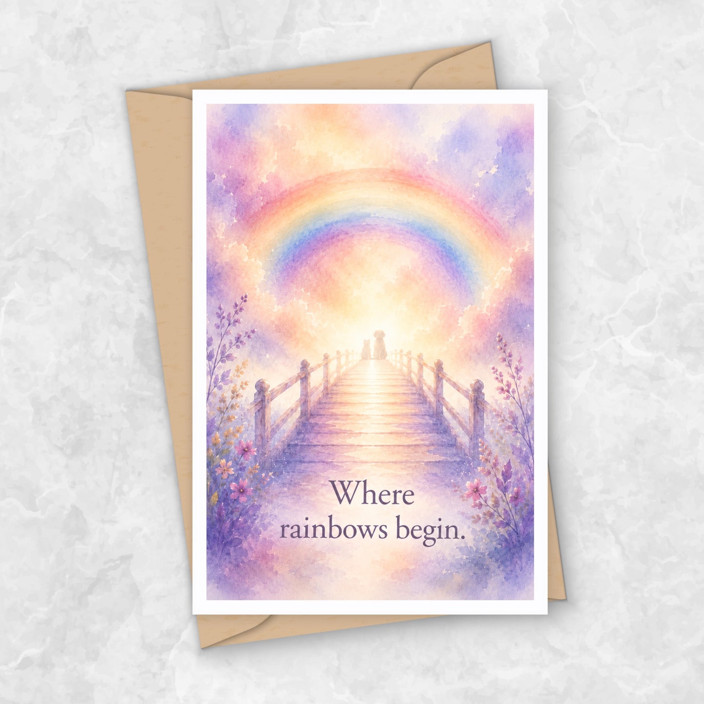 Where Rainbows Begin – Pet Loss Sympathy Card (Pack of 20)