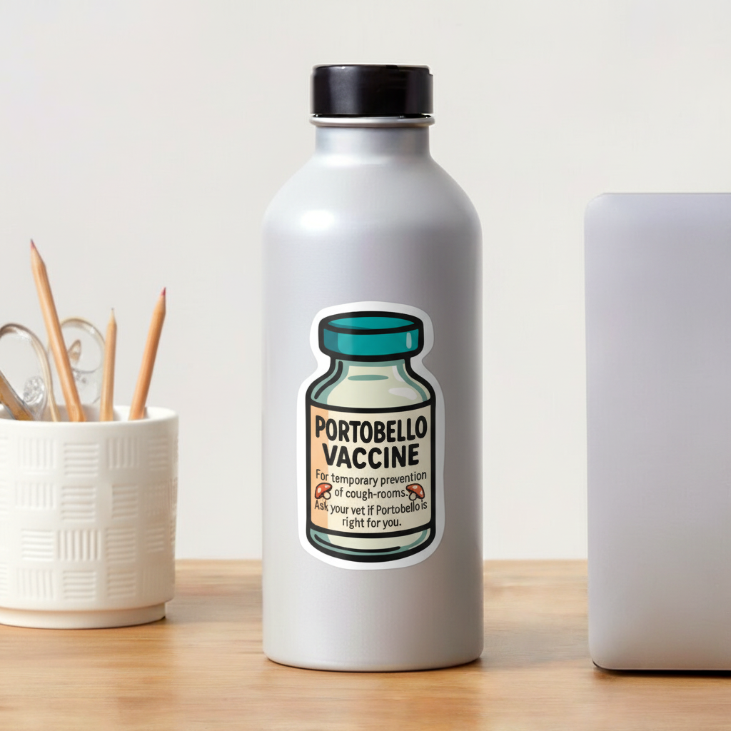 Portobello Vaccine – Funny Vet Sticker