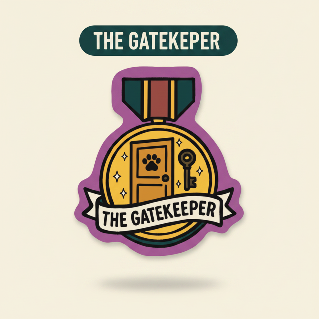 The Gatekeeper veterinary award medal sticker title card by Vet Culture Co
