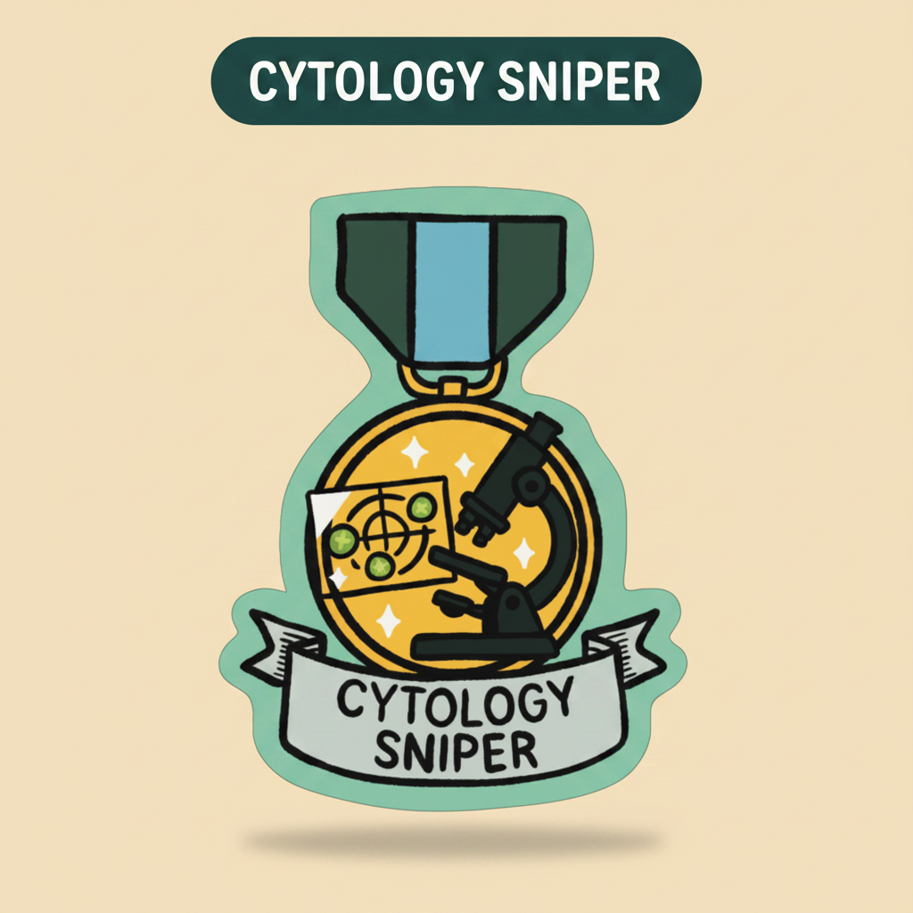 Cytology Sniper veterinary award medal sticker title card by Vet Culture Co