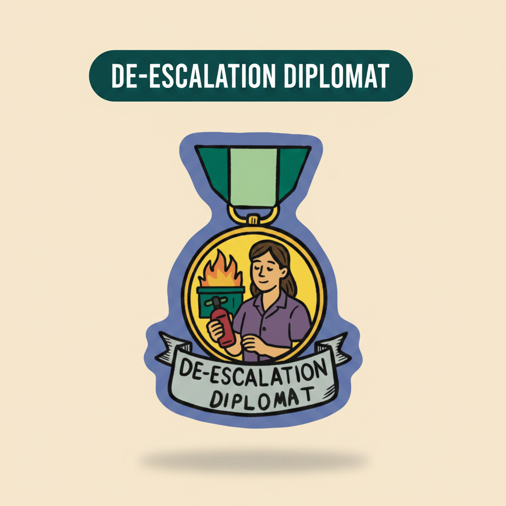De-Escalation Diplomat veterinary award medal sticker title card by Vet Culture Co