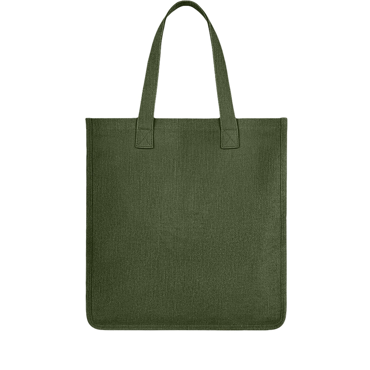 Thrive Amidst Chaos hemp market tote plain back view in Olive