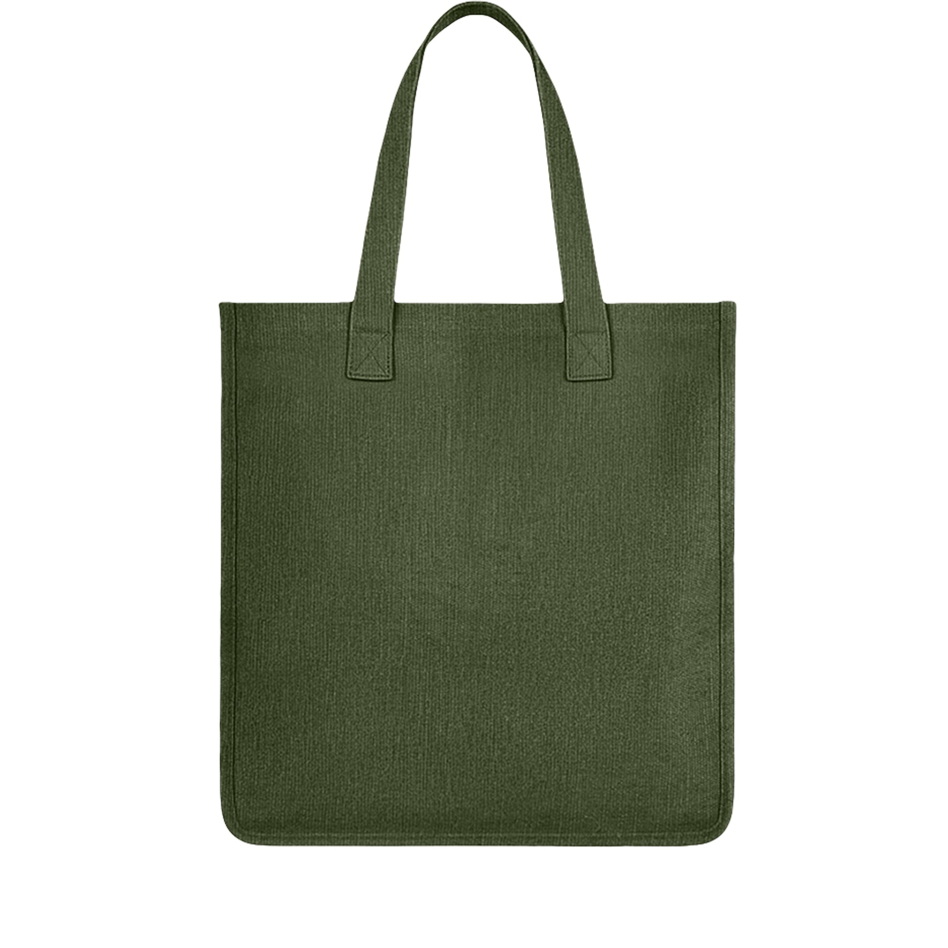 Thrive Amidst Chaos hemp market tote plain back view in Olive