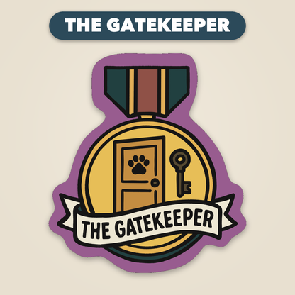 The Gatekeeper award medal sticker, funny veterinary recognition sticker, Vet Culture Co.