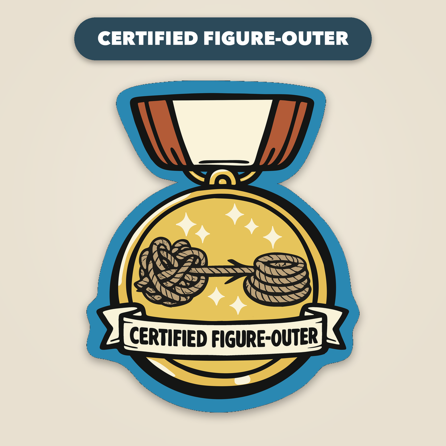 Certified Figure-Outer award medal sticker, funny veterinary recognition sticker, Vet Culture Co.