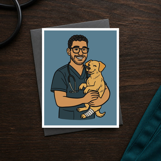 You're So Good At This A2 veterinary notecard front on a dark clinic desk